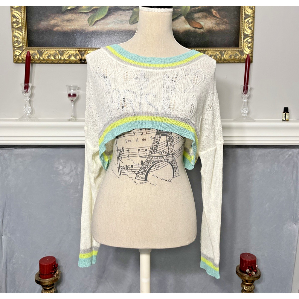 Unbranded Cropped Open Knit Sweater Lightweight Top Small